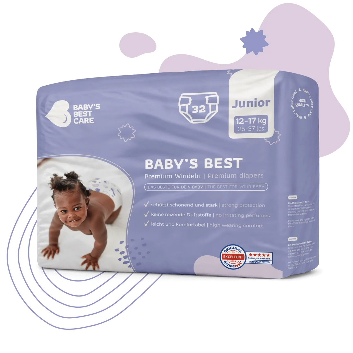 Baby’s Best Premium Diapers – Maxi 20-31 lbs (34 Diapers)
