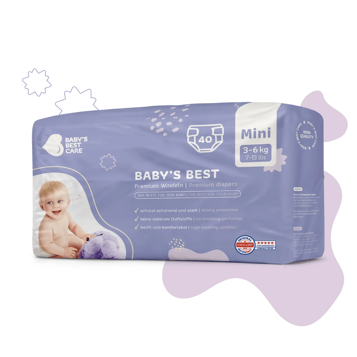 Baby’s Best Premium Diapers – Mini 7-13 lbs (40 Diapers)