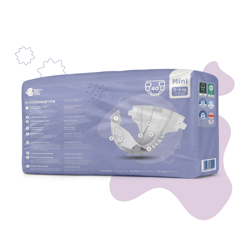 Baby’s Best Premium Diapers – Mini 7-13 lbs (40 Diapers)
